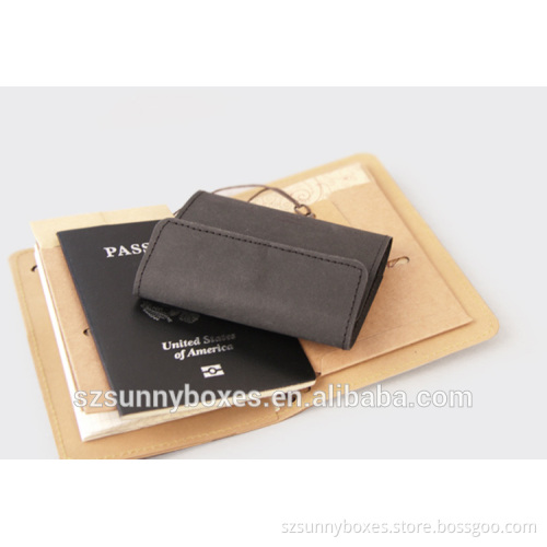 Waterproof Kraft Paper Cover PVC Pocket ID/Business Card Holder With Metal Button Closure